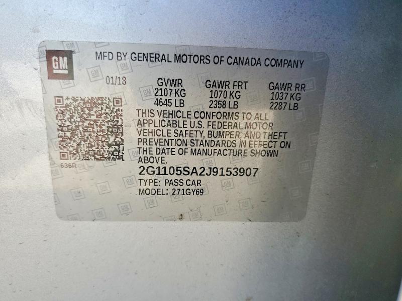 41790076 :رقم المزاد ، 2G1105SA2J9153907 vin ، 2018 Chevrolet Impala مزاد بيع