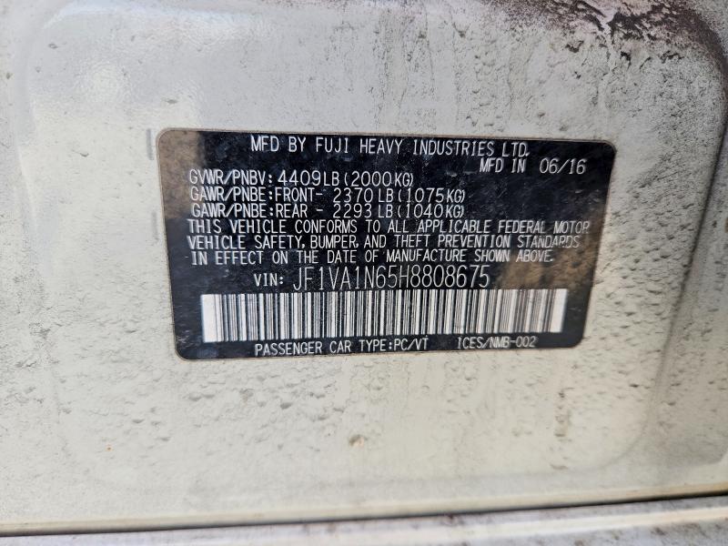 2017 Subaru Wrx მანქანა იყიდება აუქციონზე, vin: JF1VA1N65H8808675, აუქციონის ნომერი: 47609346