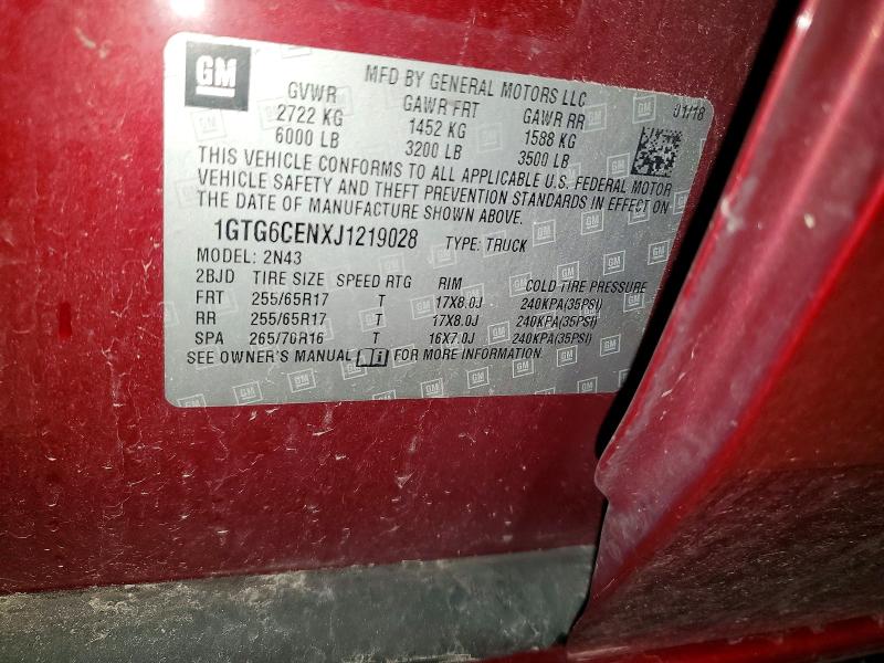 Aukcja sprzedaży 2018 Gmc Canyon, vin: 1GTG6CENXJ1219028, numer aukcji: 46448156