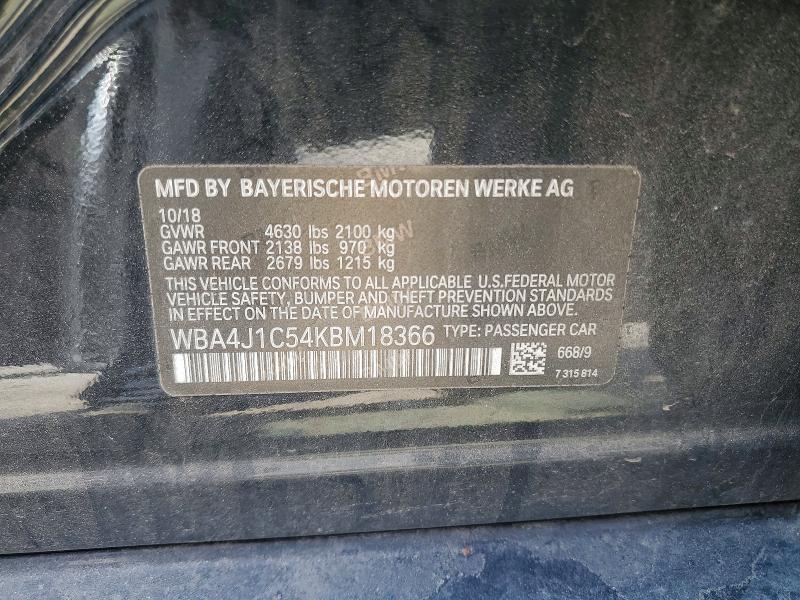 Aukcja sprzedaży 2019 Bmw 430i, vin: WBA4J1C54KBM18366, numer aukcji: 47938336