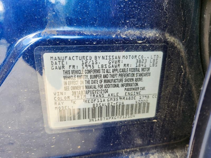 Продаж на аукціоні авто 2016 Nissan Sentra, vin: 3N1AB7APXGY212104, номер лоту: 47507796