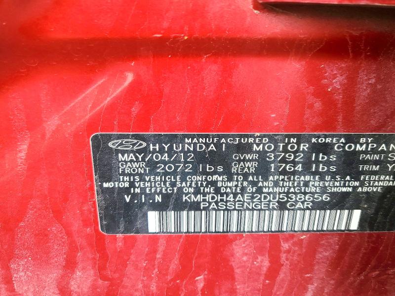 46457376 :رقم المزاد ، KMHDH4AE2DU538656 vin ، 2013 Hyundai Elantra مزاد بيع