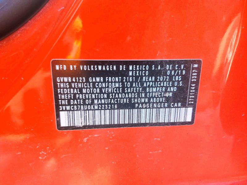 Aukcja sprzedaży 2019 Volkswagen Jetta, vin: 3VWCB7BU0KM223216, numer aukcji: 79064015
