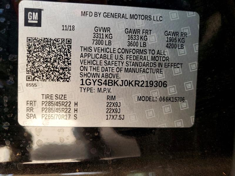 Продажа на аукционе авто 2019 Cadillac Escalade, vin: 1GYS4BKJ0KR219306, номер лота: 48266616