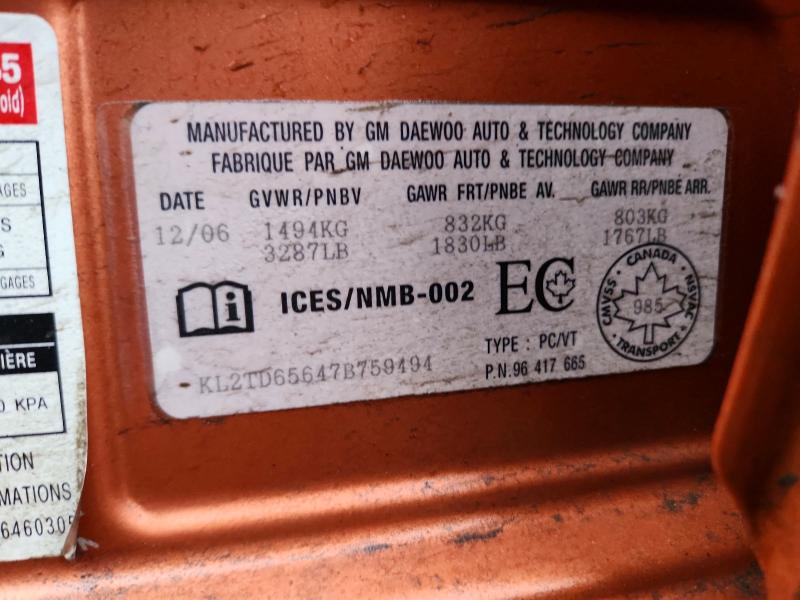 Продаж на аукціоні авто 2007 Pontiac Wave, vin: KL2TD65647B759494, номер лоту: 46335906
