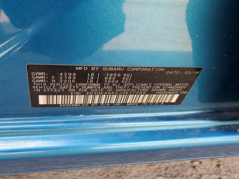47589076 :رقم المزاد ، 4S3GKAA60J3617299 vin ، 2018 Subaru Impreza مزاد بيع