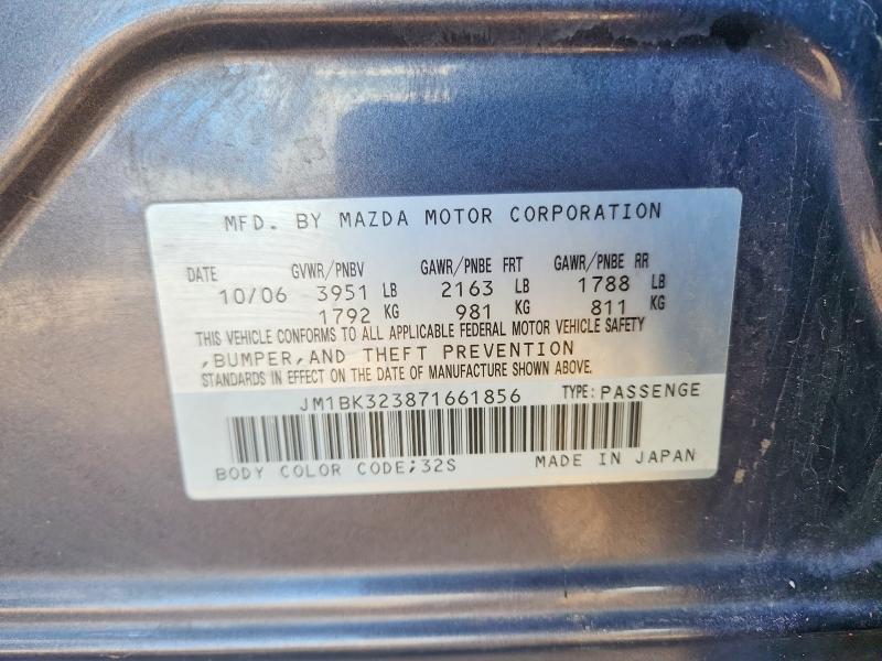 46149516 :رقم المزاد ، JM1BK323871661856 vin ، 2007 Mazda 3 مزاد بيع