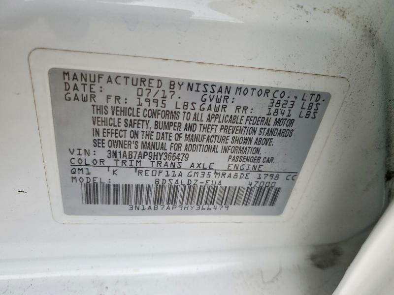 46926986 :رقم المزاد ، 3N1AB7AP9HY366479 vin ، 2017 Niss Sentra مزاد بيع