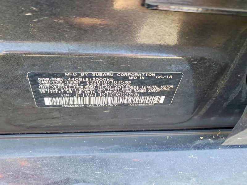 79750075 :رقم المزاد ، JF1VA1J61K9802296 vin ، 2019 Subaru Wrx مزاد بيع
