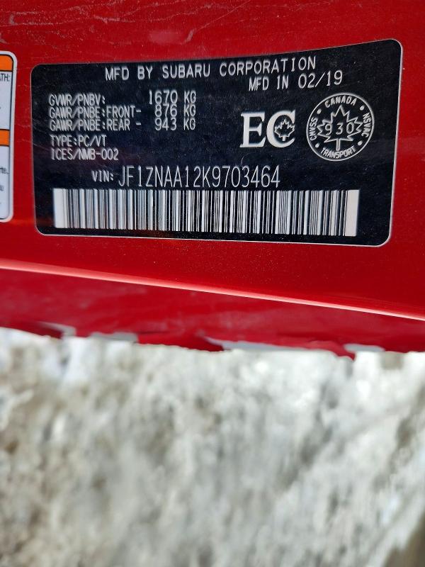 2019 Toyota 86 მანქანა იყიდება აუქციონზე, vin: JF1ZNAA12K9703464, აუქციონის ნომერი: 47763186