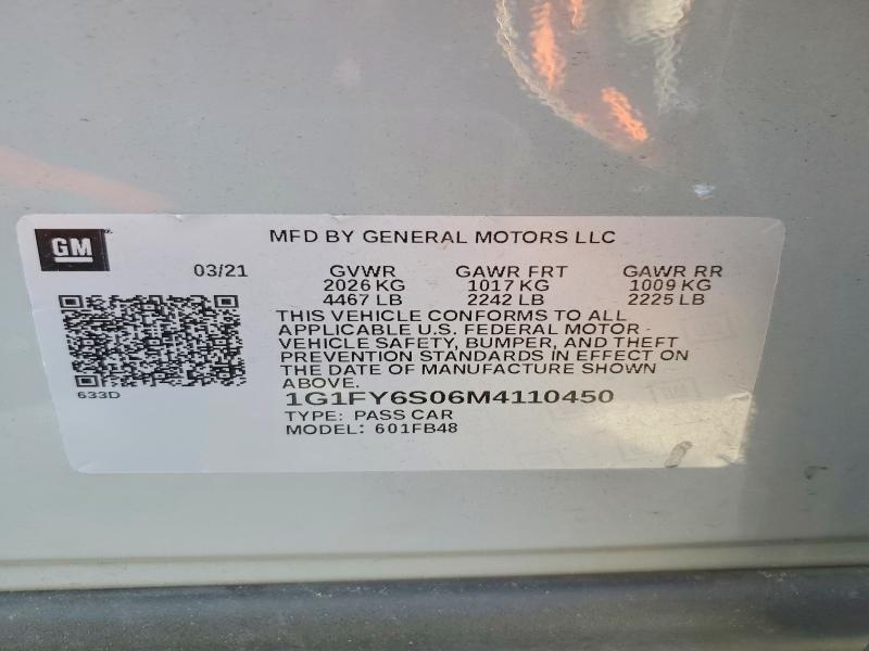 Продажа на аукционе авто 2021 Chevrolet Bolt Ev, vin: 1G1FY6S06M4110450, номер лота: 46316446