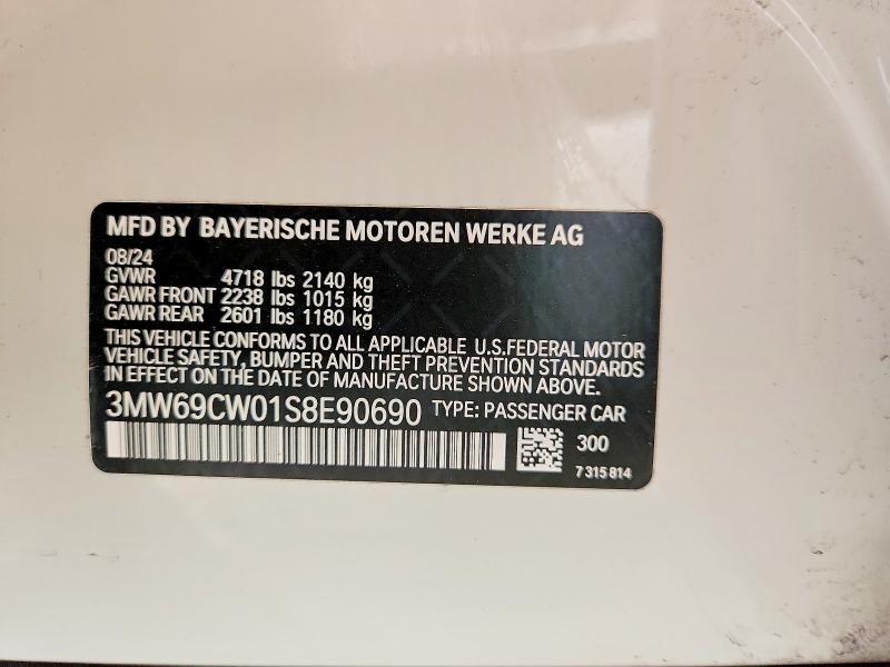 2025 Bmw 330i მანქანა იყიდება აუქციონზე, vin: 3MW69CW01S8E90690, აუქციონის ნომერი: 46374906