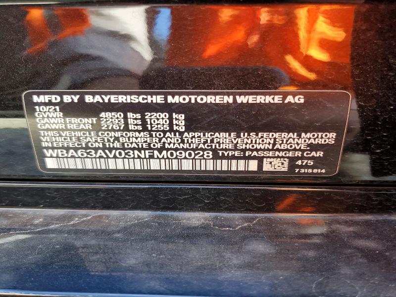 Продаж на аукціоні авто 2022 Bmw 430i, vin: WBA63AV03NFM09028, номер лоту: 41812496