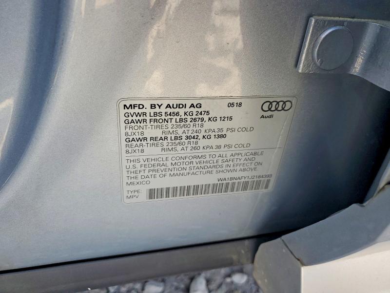 47113906 :رقم المزاد ، WA1BNAFY1J2184393 vin ، 2018 Audi Q5 مزاد بيع