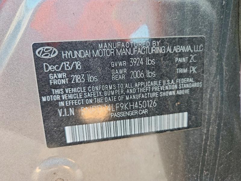 Продажа на аукционе авто 2019 Hyundai Elantra, vin: 5NPD74LF9KH450126, номер лота: 41927096