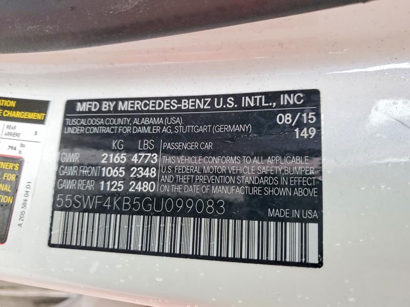 Продаж на аукціоні авто 2016 Mercedes-benz C, vin: 55SWF4KB5GU099083, номер лоту: 79983945