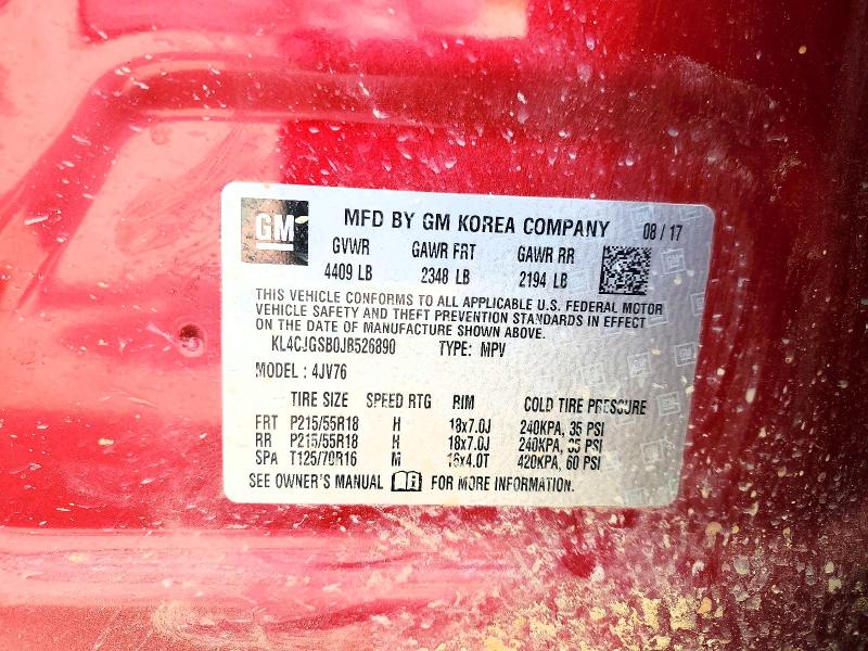 Продажа на аукционе авто 2018 Buick Encore, vin: KL4CJGSB0JB526890, номер лота: 47296456