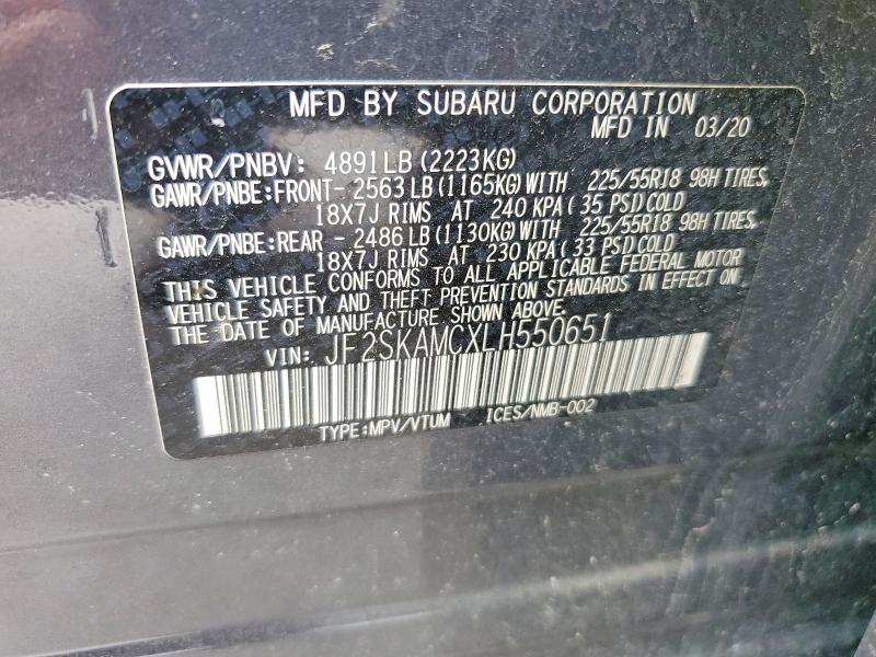 Aukcja sprzedaży 2020 Subaru Forester, vin: JF2SKAMCXLH550651, numer aukcji: 47594846