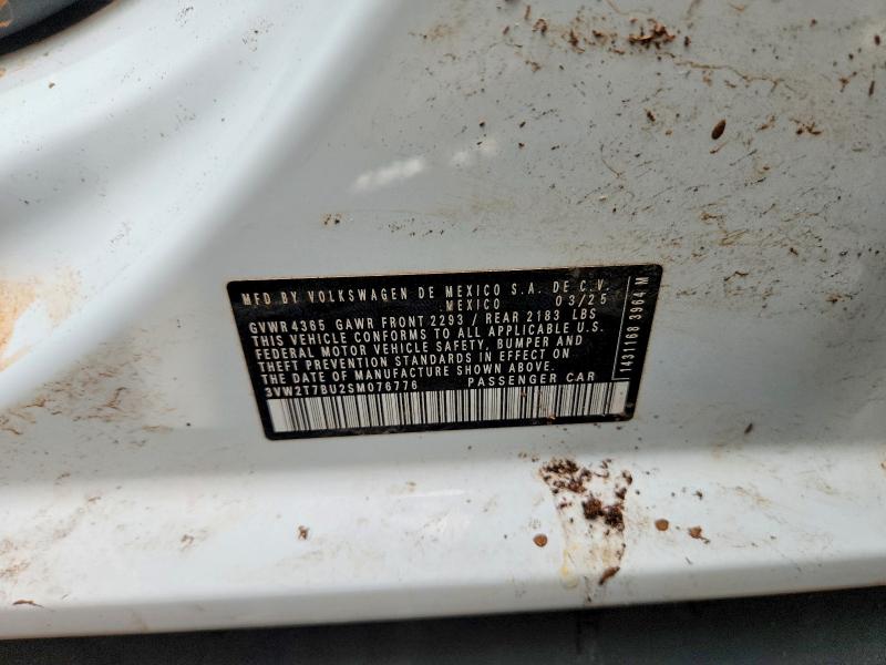 2025 Volkswagen Jetta მანქანა იყიდება აუქციონზე, vin: 3VW2T7BU2SM076776, აუქციონის ნომერი: 47494416