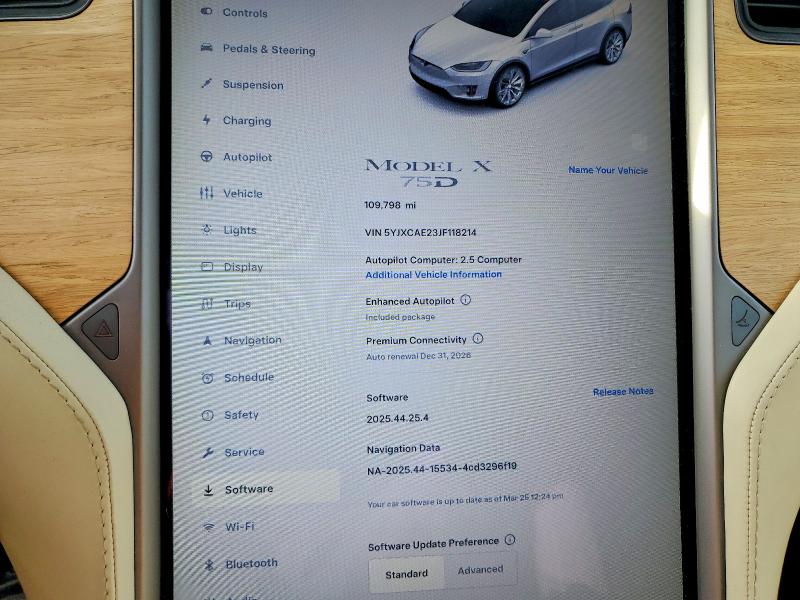 74882255 :رقم المزاد ، 5YJXCAE23JF118214 vin ، 2018 Tesla Model X مزاد بيع