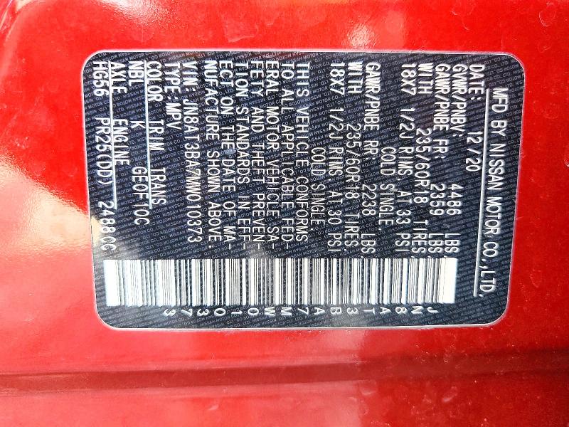 Продаж на аукціоні авто 2021 Nissan Rogue, vin: JN8AT3BA7MW010373, номер лоту: 47087266