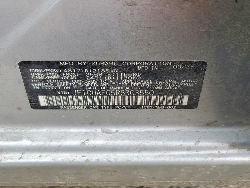 2024 Subaru Impreza მანქანა იყიდება აუქციონზე, vin: JF1GUAFC5R8303550, აუქციონის ნომერი: 47691746
