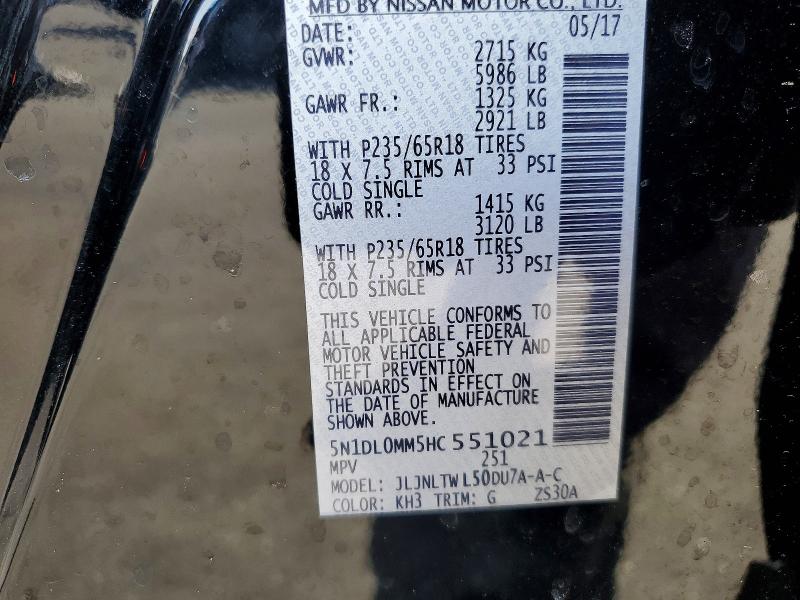 Aukcja sprzedaży 2017 Infiniti Qx60, vin: 5N1DL0MM5HC551021, numer aukcji: 46189386