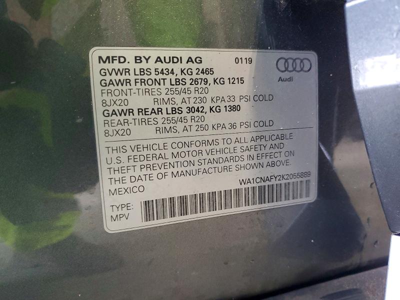Продаж на аукціоні авто 2019 Audi Q5, vin: WA1CNAFY2K2055889, номер лоту: 47960796
