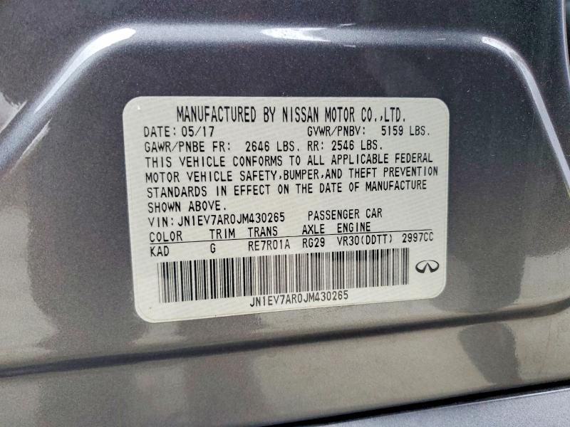 Aukcja sprzedaży 2018 Infiniti Q50, vin: JN1EV7AR0JM430265, numer aukcji: 47337706