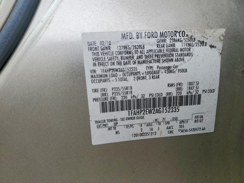 2010 Ford Taurus მანქანა იყიდება აუქციონზე, vin: 1FAHP2EW2AG152335, აუქციონის ნომერი: 42010026
