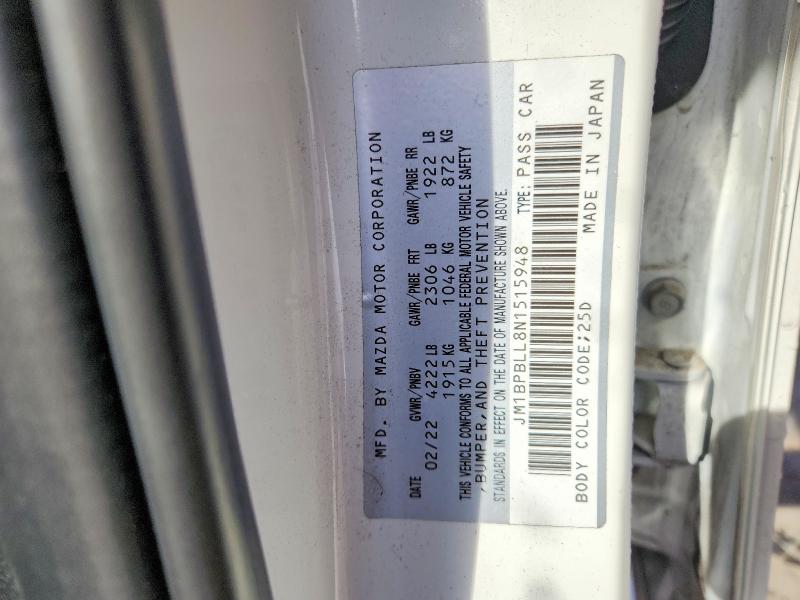 Aukcja sprzedaży 2022 Mazda 3, vin: JM1BPBLL8N1515948, numer aukcji: 47087196