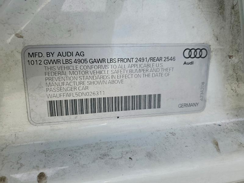 41814856 :رقم المزاد ، WAUFFAFL5DN026311 vin ، 2013 Audi A4 مزاد بيع