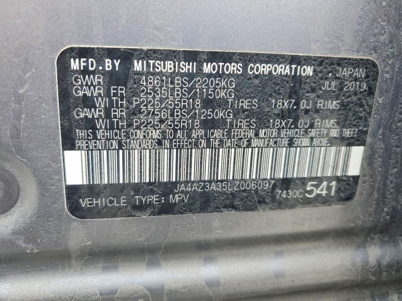 46516566 :رقم المزاد ، JA4AZ3A35LZ006097 vin ، 2020 Mitsubishi Outlander مزاد بيع