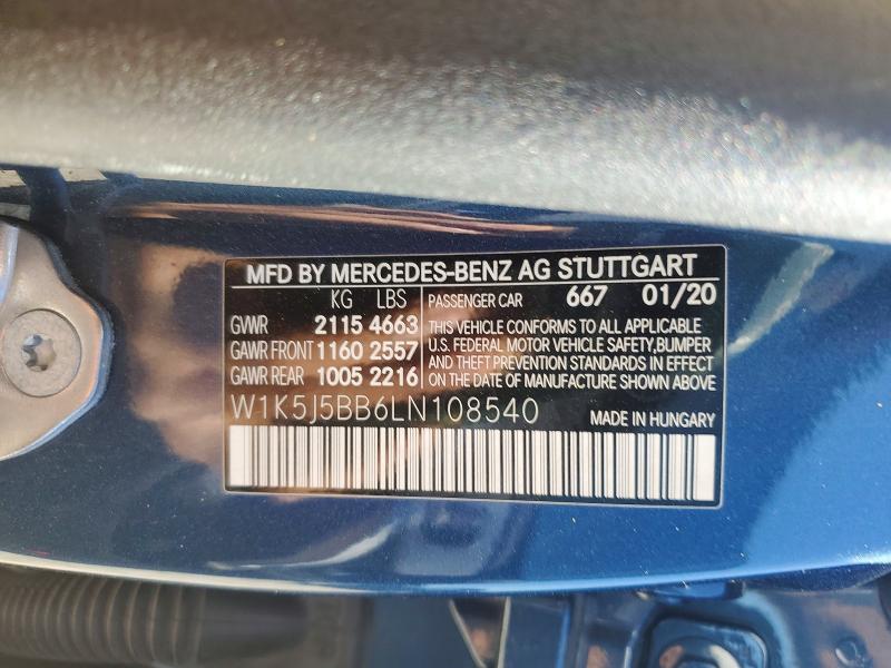 Продажа на аукционе авто 2020 Mercedes-benz Cla, vin: W1K5J5BB6LN108540, номер лота: 45868066