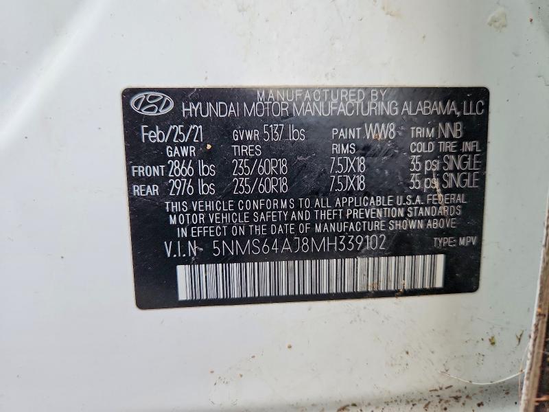 Продаж на аукціоні авто 2021 Hyundai Santa Fe, vin: 5NMS64AJ8MH339102, номер лоту: 46526706