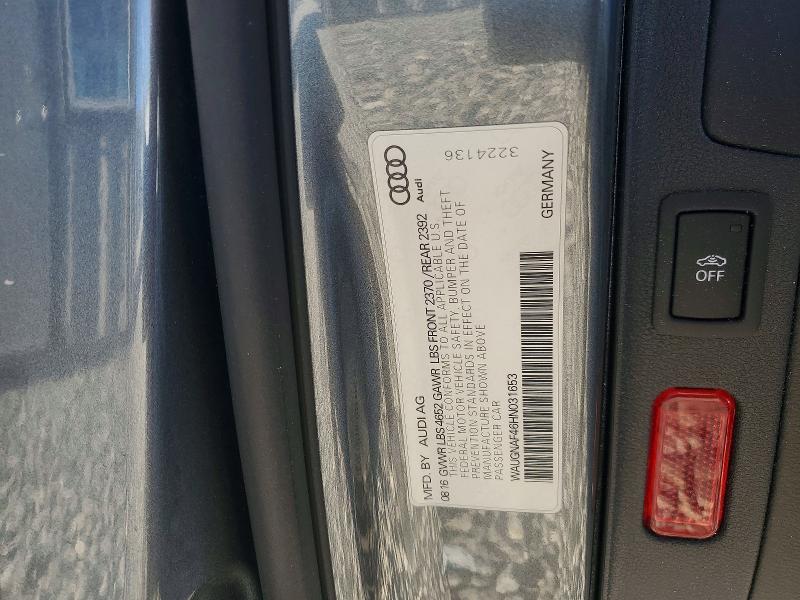 Продаж на аукціоні авто 2017 Audi A4, vin: WAUGNAF46HN031653, номер лоту: 45817446