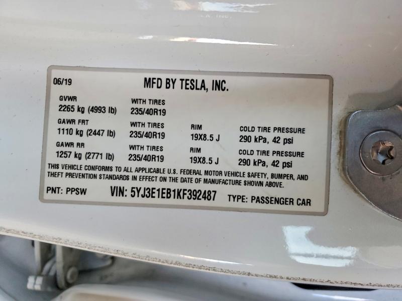 Aukcja sprzedaży 2019 Tesla Model 3, vin: 5YJ3E1EB1KF392487, numer aukcji: 47391846