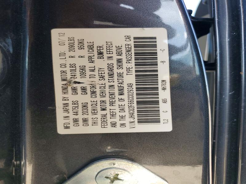 Aukcja sprzedaży 2012 Acura Tsx, vin: JH4CU2F66CC029349, numer aukcji: 47976406