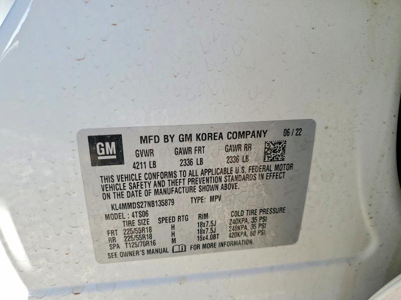 45530266 :رقم المزاد ، KL4MMDS27NB135879 vin ، 2022 Buick Encore Gx مزاد بيع