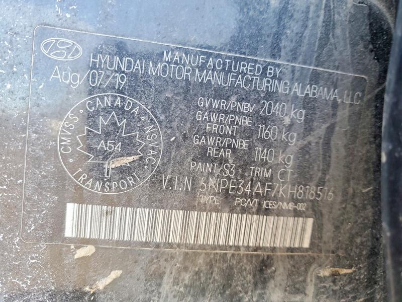 Aukcja sprzedaży 2019 Hyundai Sonata, vin: 5NPE34AF7KH818516, numer aukcji: 46102626