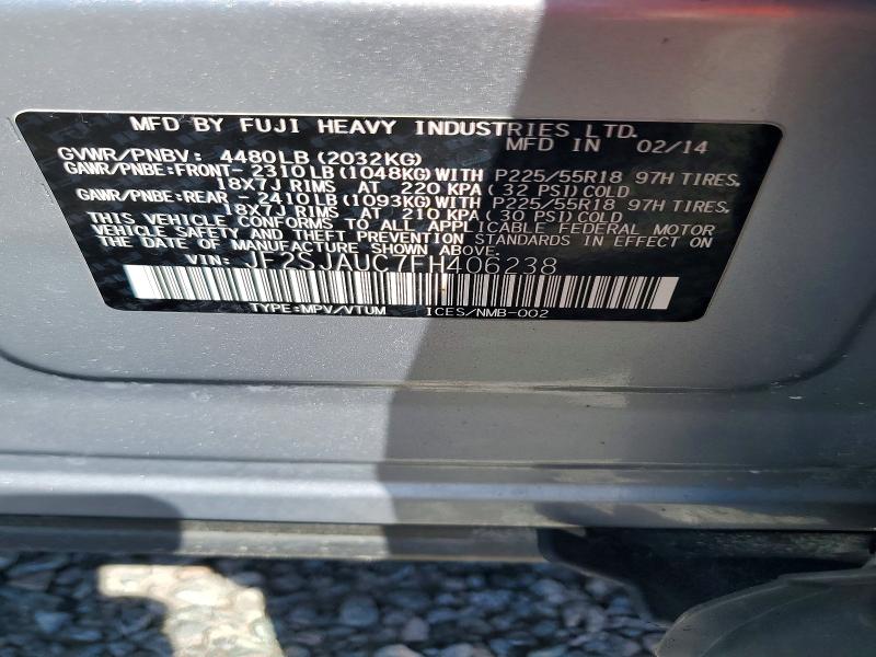 Aukcja sprzedaży 2015 Subaru Forester, vin: JF2SJAUC7FH406238, numer aukcji: 46652586