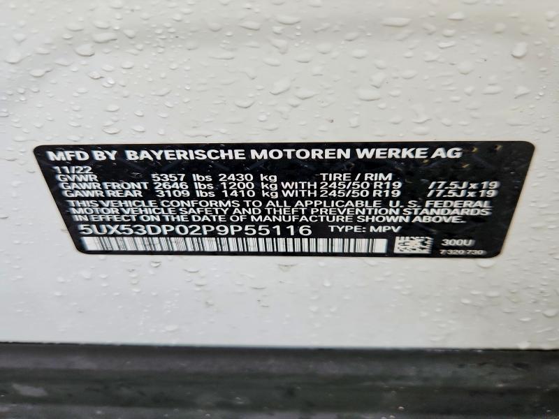 45990626 :رقم المزاد ، 5UX53DP02P9P55116 vin ، 2023 Bmw X3 مزاد بيع