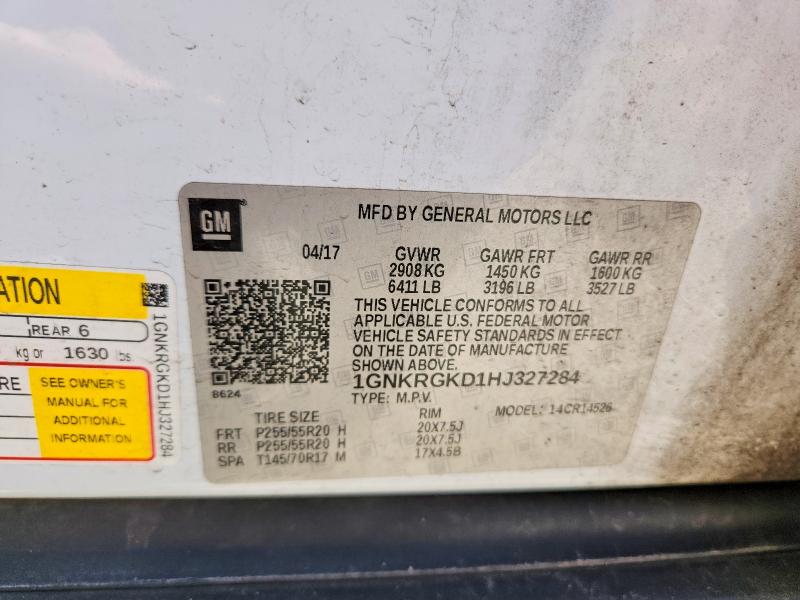 Aukcja sprzedaży 2017 Chevrolet Traverse, vin: 1GNKRGKD1HJ327284, numer aukcji: 79806025
