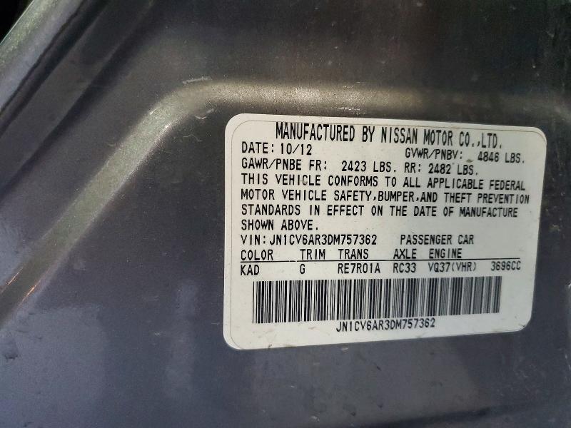 2013 Infiniti G37 Sedan მანქანა იყიდება აუქციონზე, vin: JN1CV6AR3DM757362, აუქციონის ნომერი: 41900826