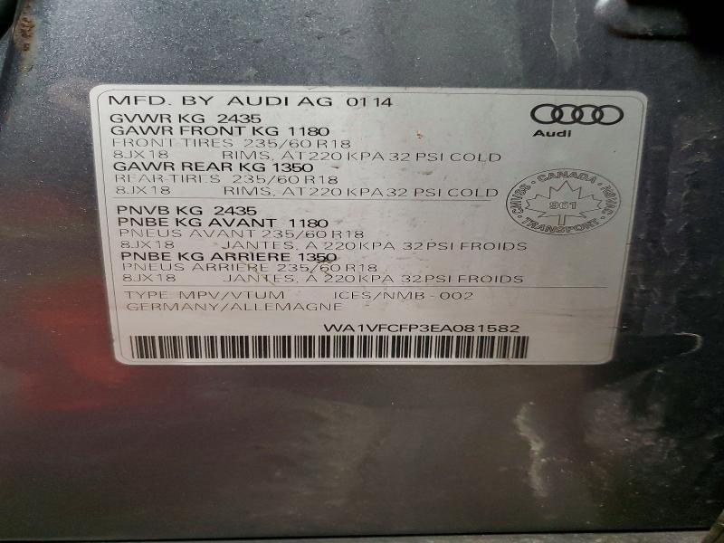 Продажа на аукционе авто 2014 Audi Q5, vin: WA1VFCFP3EA081582, номер лота: 46648026
