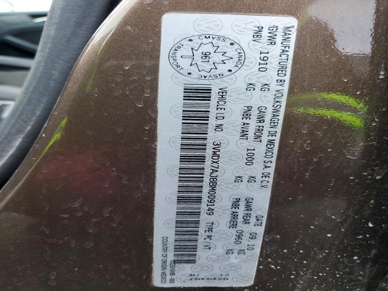 Продажа на аукционе авто 2011 Volkswagen Jetta, vin: 3VWDX7AJ8BM009149, номер лота: 46342916