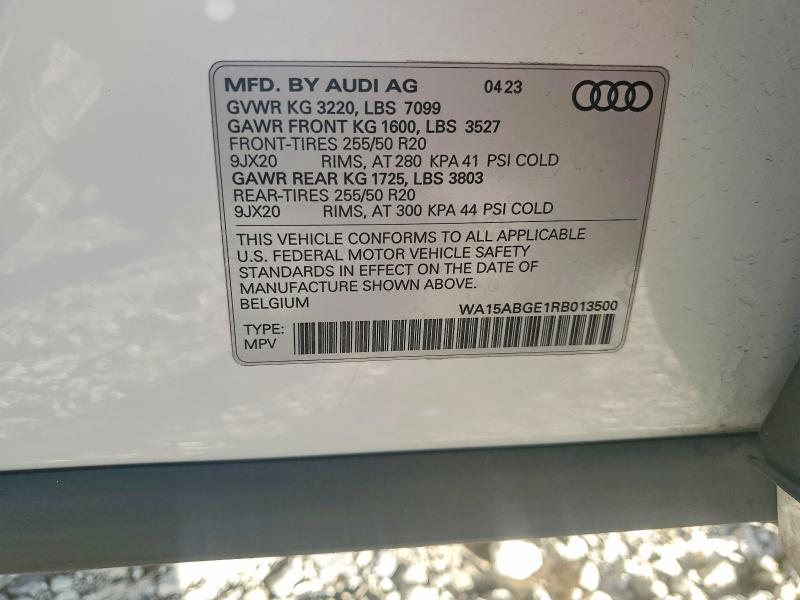 Aukcja sprzedaży 2024 Audi Q8 E-tron, vin: WA15ABGE1RB013500, numer aukcji: 46719886