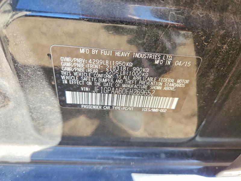 79456735 :رقم المزاد ، JF1GPAA60FH269652 vin ، 2015 Subaru Impreza مزاد بيع