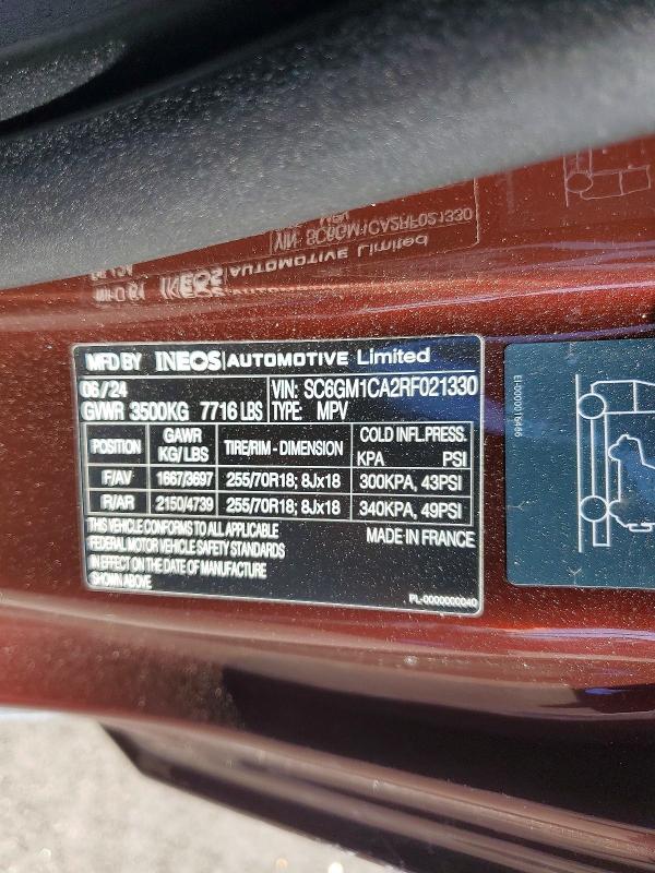 2024 Ineos Automotive Limited Grenadier მანქანა იყიდება აუქციონზე, vin: SC6GM1CA2RF021330, აუქციონის ნომერი: 41649916