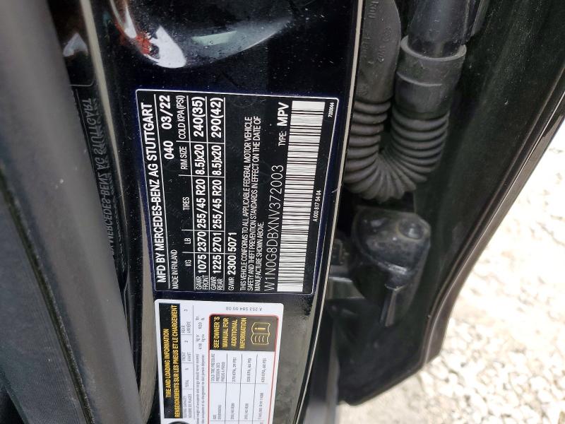 46422366 :رقم المزاد ، W1N0G8DBXNV372003 vin ، 2022 Mercedes-benz Glc مزاد بيع